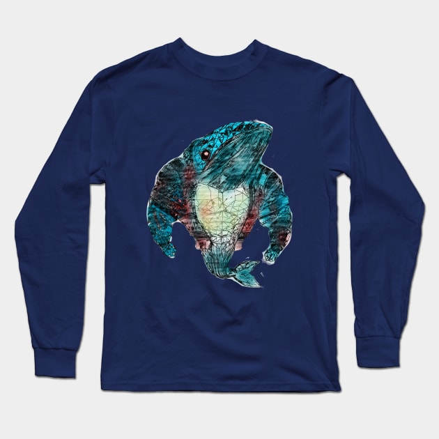 mosaic blue whale graphic Long Sleeve T-Shirt by DigitaFix